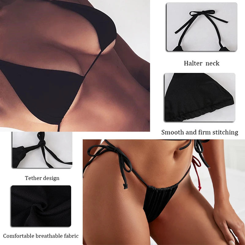 Backless 2-piece bikini set for women featuring skull pattern, low waist design, perfect for beach surfing and vacation by The Clothing Company Sydney