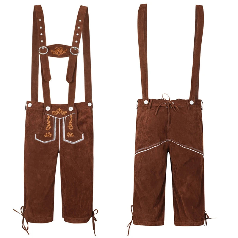 Men's Carnival Munich Oktoberfest Costume Faux Leather Pants Waiter Cosplay Fancy Party Dress