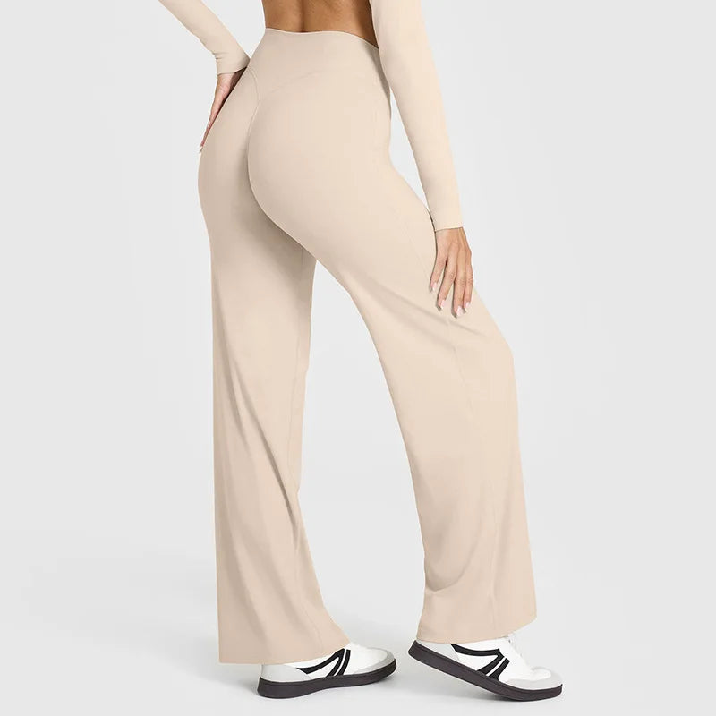 Straight Leg Bottoms Women's Mid-Waist Yoga Pants GYM Leggings Pilates Running Sports Trousers The Clothing Company Sydney