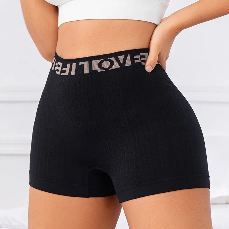 Ribbed Yoga Seamless High Waist Elastic Breathable Quick Dry Fitness Running Casual Sports Bike Shorts for Women