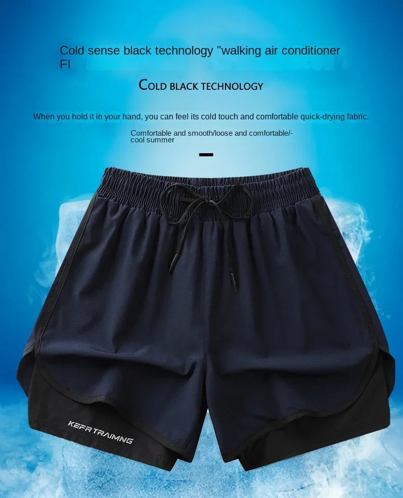 Two-layered fitness gym running shorts by The Clothing Company Sydney, shown in a close-up of the lightweight, breathable fabric.