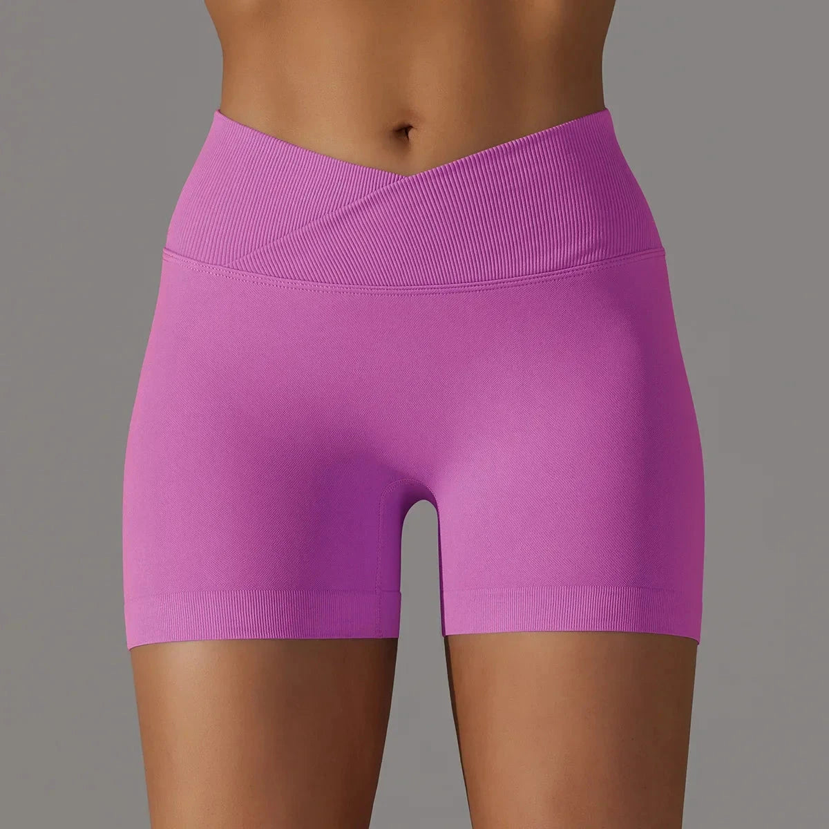 Women’s high waist fitness yoga leggings by The Clothing Company Sydney, seamless gym shorts with scrunch butt detail and push-up fit.