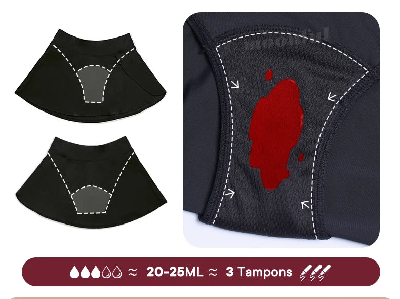 Menstrual swimsuit from The Clothing Company Sydney, recycled swimwear with heavy flow protection, featuring a skirt and swim bottom for women.