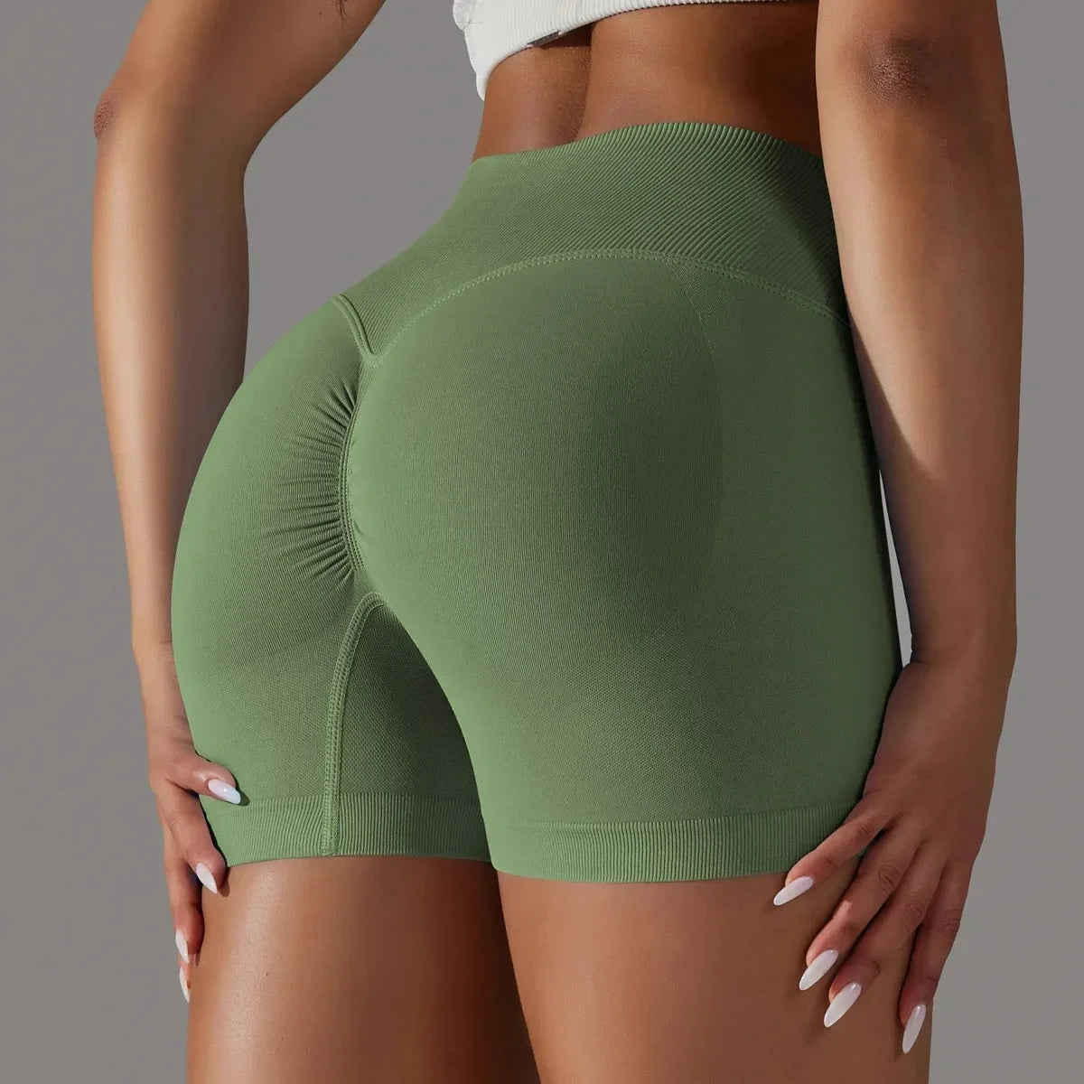 Women’s high waist fitness yoga leggings with scrunch butt, seamless sports bike shorts by The Clothing Company Sydney.