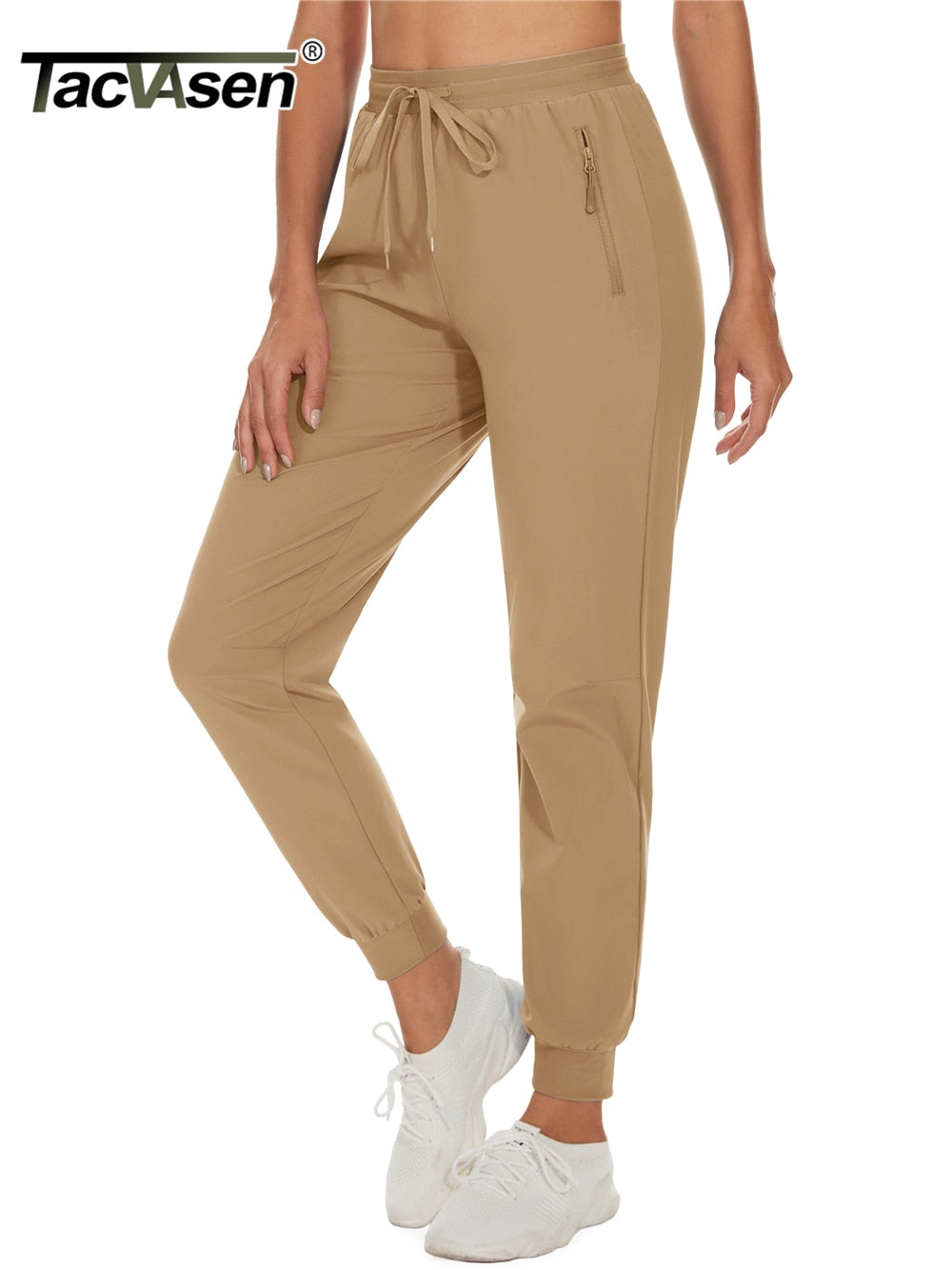 Women's quick dry hiking pants by The Clothing Company Sydney, casual athletic trousers with elastic waist and zipper pockets.