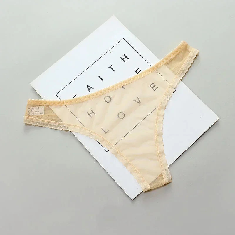 Transparent Thong Panties Women Lace See Through Mesh Bottom Seamless Low-rise T-pants Underwear The Clothing Company Sydney