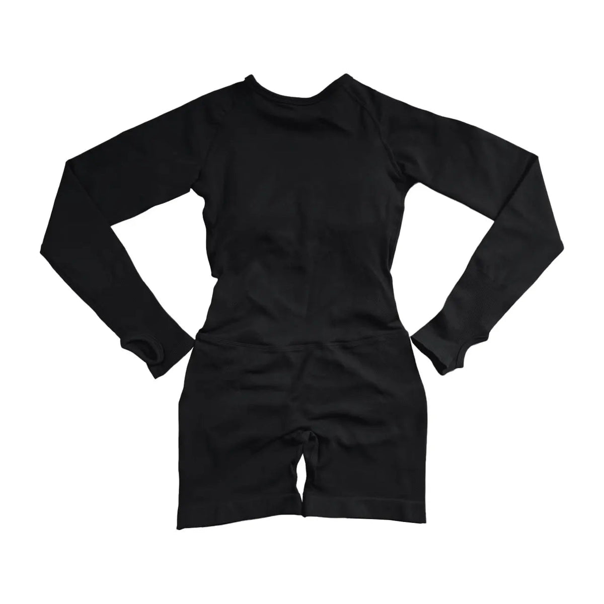 Women's seamless backless long sleeve jumpsuit by The Clothing Company Sydney, perfect for yoga and fitness workouts.