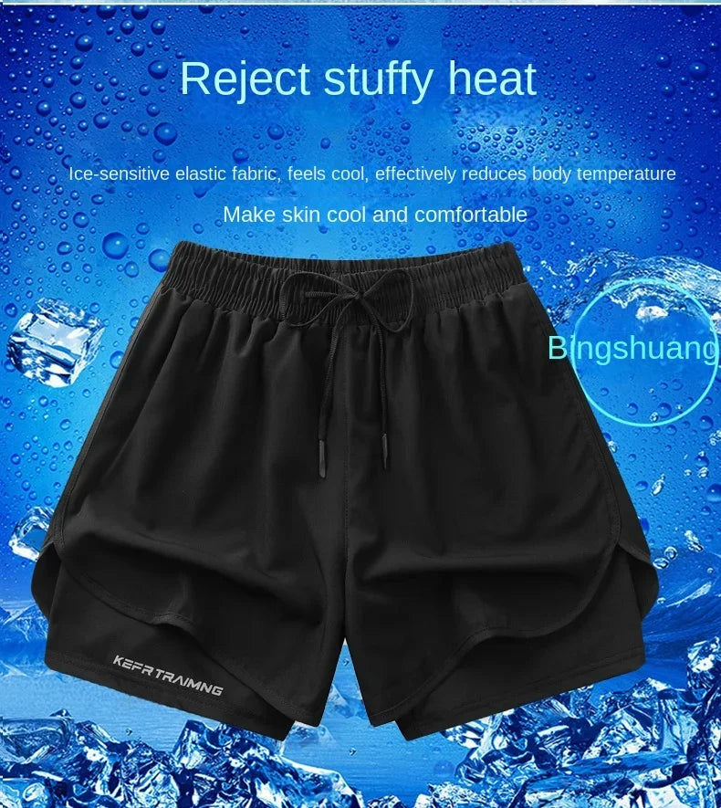 Two-layered gym running shorts from The Clothing Company Sydney, featuring a sporty design and breathable fabric for fitness activities.