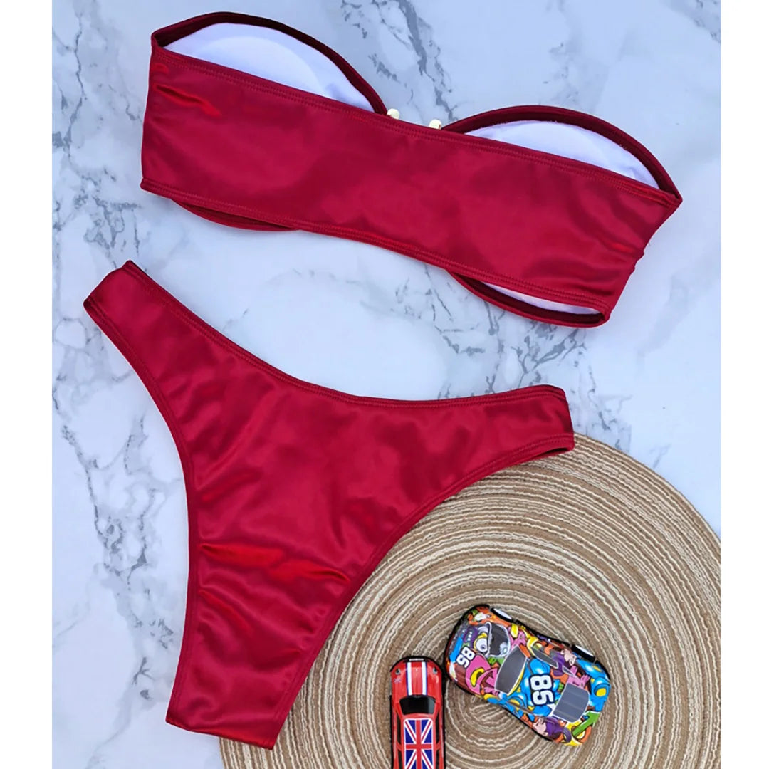 2 Piece Bandeau Strapless Bikini Swimsuit Swimwear Two-piece Bikini set Padded Bather Bathing Suit The Clothing Company Sydney