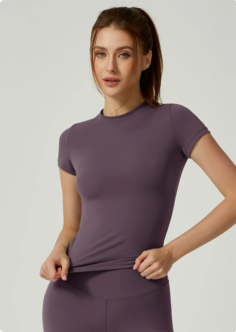 2 Piece Women's Sports Yoga Set Seamless Knitted Fitness Gym Clothes Sportswear Short Sleeve Crop Top Tracksuits Gym Bike Shorts - The Clothing Company Sydney