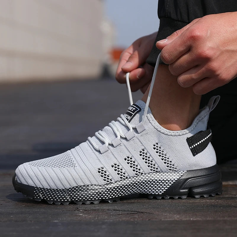 Men's casual mesh sneakers by The Clothing Company Sydney, lightweight breathable slip-on trainers with soft soles and loafers style.
