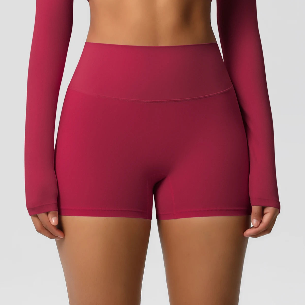 Women’s high-waist yoga shorts by The Clothing Company Sydney, fitness leggings with push-up design and sporty fit.