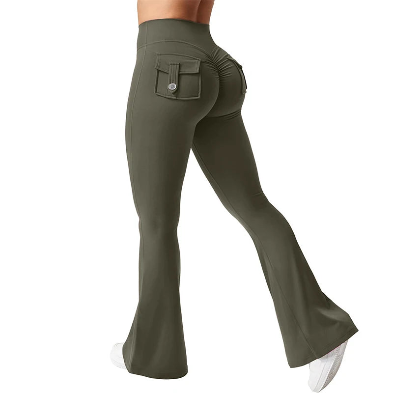 Flared Gym Push Up Impact Leggings Hip Lifting Running Workout Pocket Quick-Dry Yoga Pants The Clothing Company Sydney