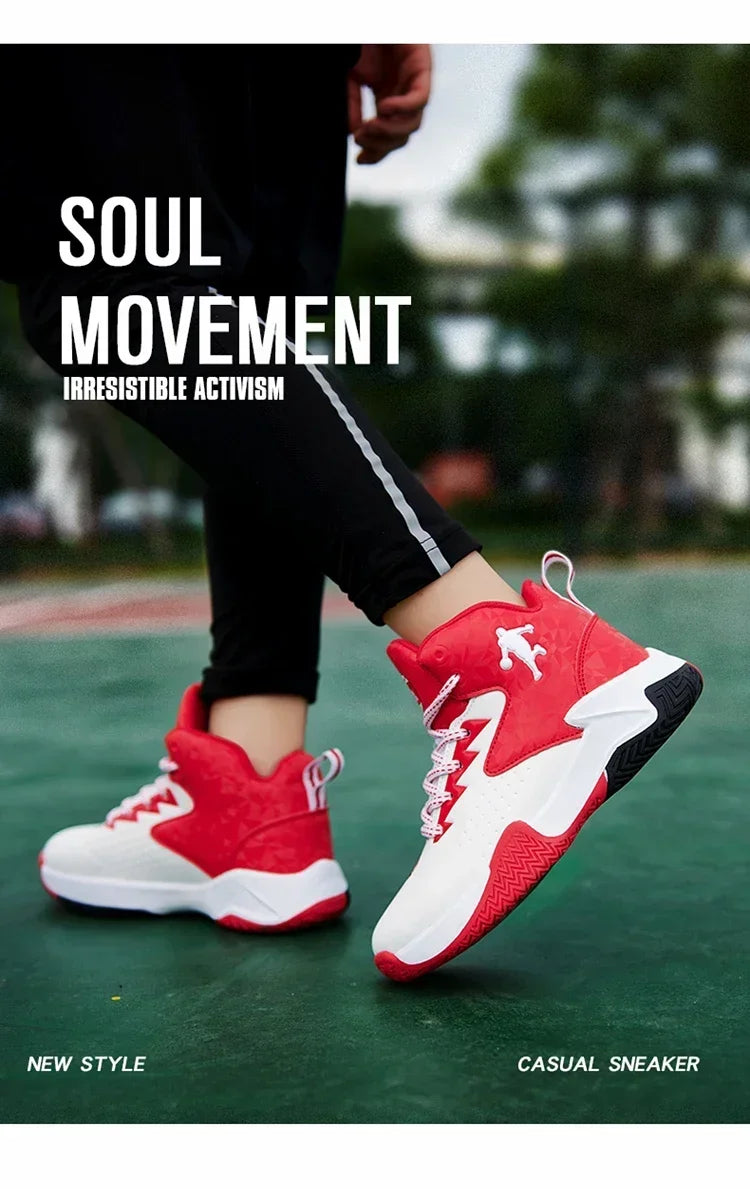 Kids basketball shoes from The Clothing Company Sydney, breathable sneakers with non-slip soles for active play.