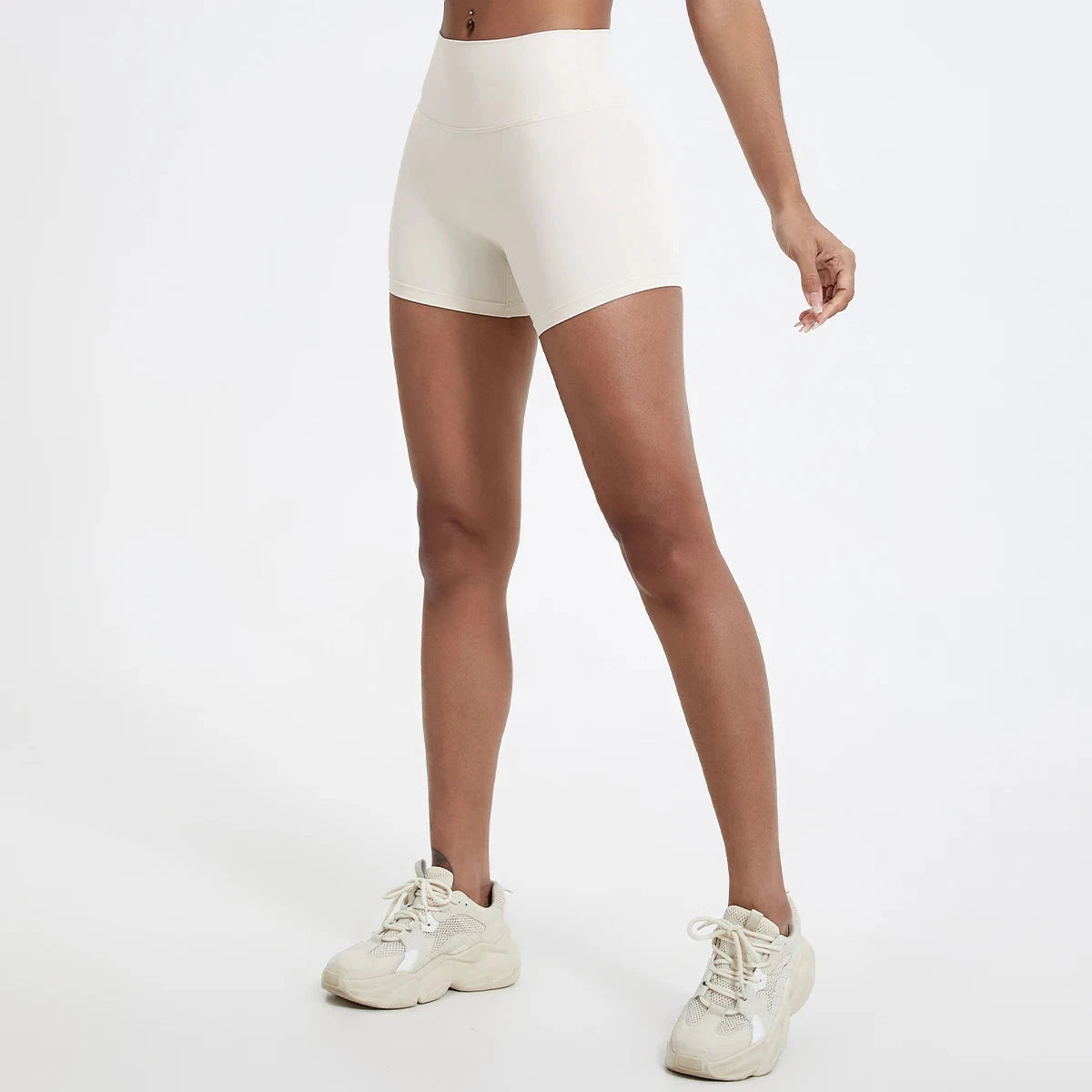 Women’s high waist fitness leggings by The Clothing Company Sydney, slim fit gym and yoga shorts suitable for running and cycling.
