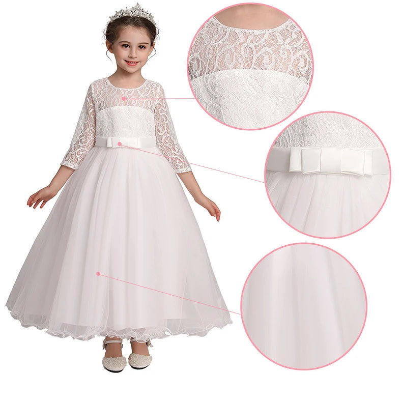 Baby girl princess party gown by The Clothing Company Sydney, white kids' wedding and birthday dress with a fairy-tale style.