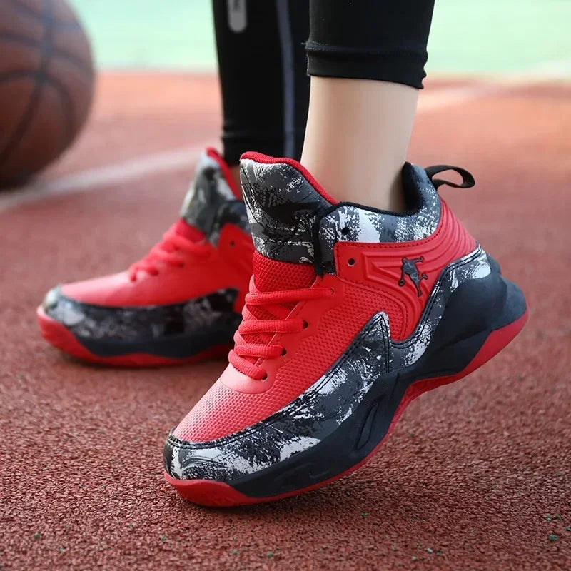 Kids basketball shoes by The Clothing Company Sydney, non-slip sports sneakers with vibrant design and supportive sole for active play.