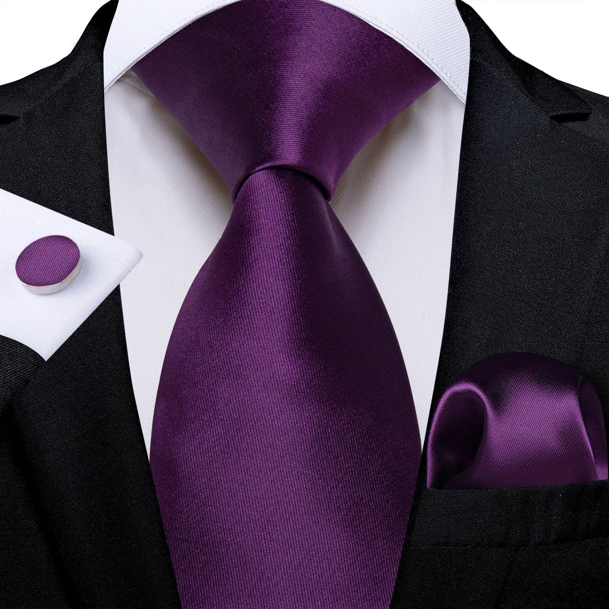 Luxury purple paisley silk tie set for men, featuring an 8cm wide accessory from The Clothing Company Sydney, displayed on a neutral background.
