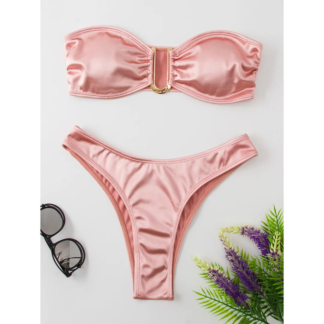 2 Piece Bandeau Strapless Bikini Swimsuit Swimwear Two-piece Bikini set Padded Bather Bathing Suit The Clothing Company Sydney