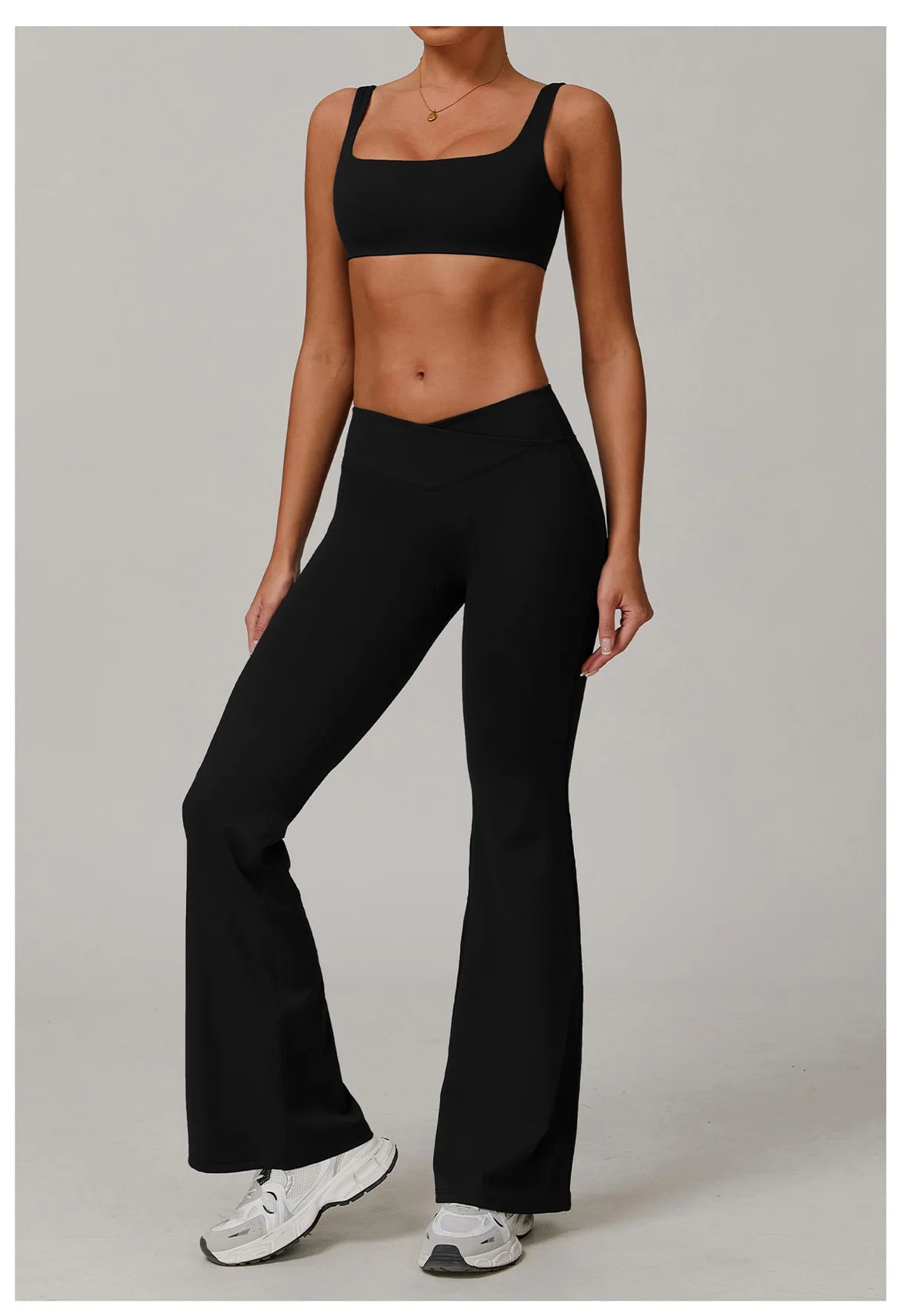 Two-piece women's yoga and workout set featuring a sports bra and leggings from The Clothing Company Sydney for fitness and activewear.