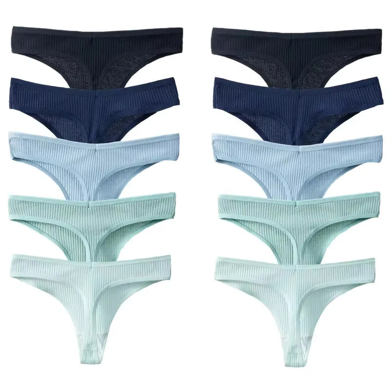 10 Piece Women's Panties Cotton Striped Underwear Sports Thongs Lingerie Soft Comfortable G-Strings Hot T-Backs The Clothing Company Sydney