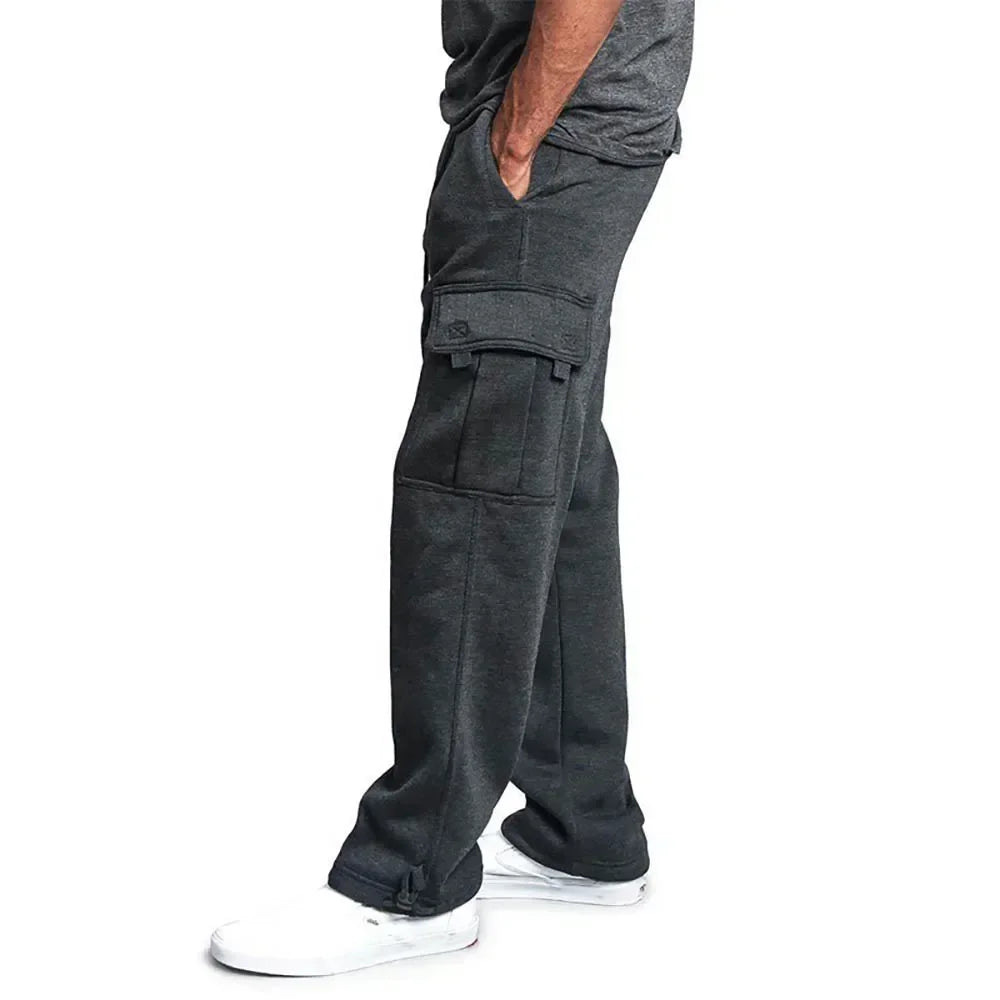 Men's cargo jogger pants by The Clothing Company Sydney, fleece-lined streetwear trousers with multiple pockets and loose fit.