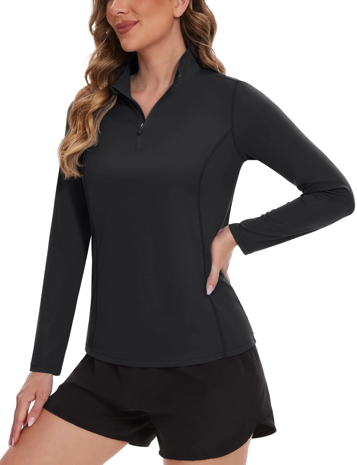 Women's UPF 50+ quick dry long sleeve sun protection shirt by The Clothing Company Sydney, ideal for running, hiking, and outdoor activities