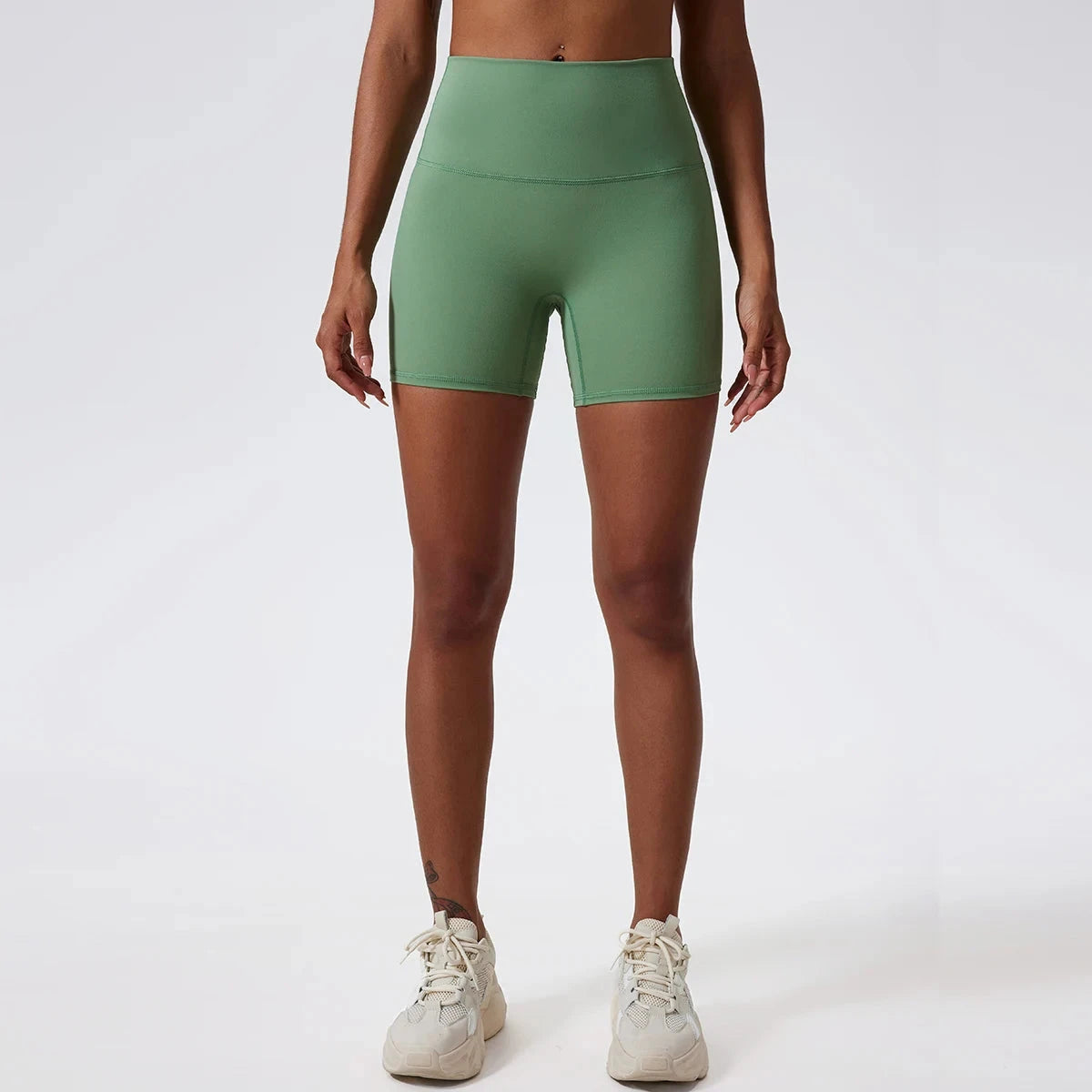 High waist yoga shorts for women by The Clothing Company Sydney, featuring a fitted gym and running leggings design for active wear.