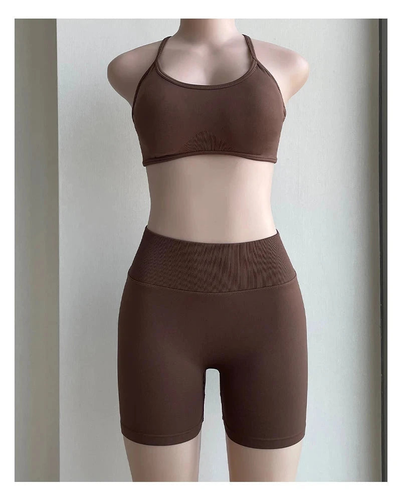 Solid seamless half pants for women by The Clothing Company Sydney, perfect for yoga, gym, running, and cycling workouts.