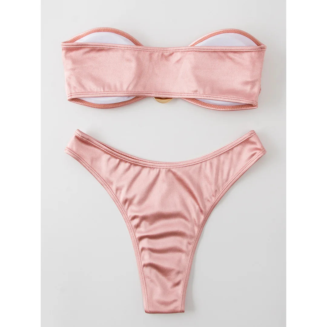 2 Piece Bandeau Strapless Bikini Swimsuit Swimwear Two-piece Bikini set Padded Bather Bathing Suit The Clothing Company Sydney