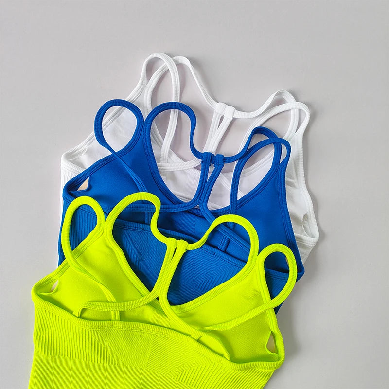 Women's shockproof summer fitness bralette by The Clothing Company Sydney, quick-drying back design, ideal for running and yoga.