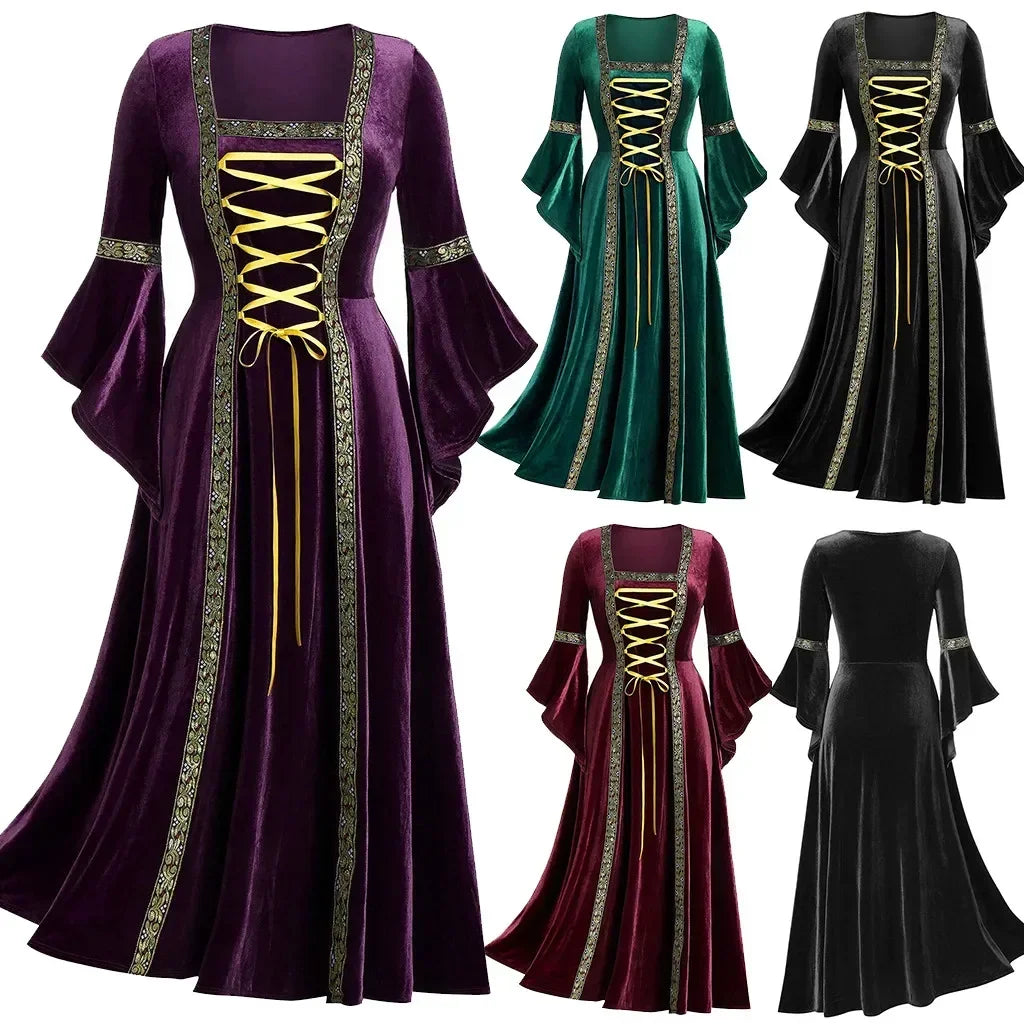 Long sleeve vintage vampire witch costume by The Clothing Company Sydney, Victorian Gothic bandage dress with medieval cosplay style