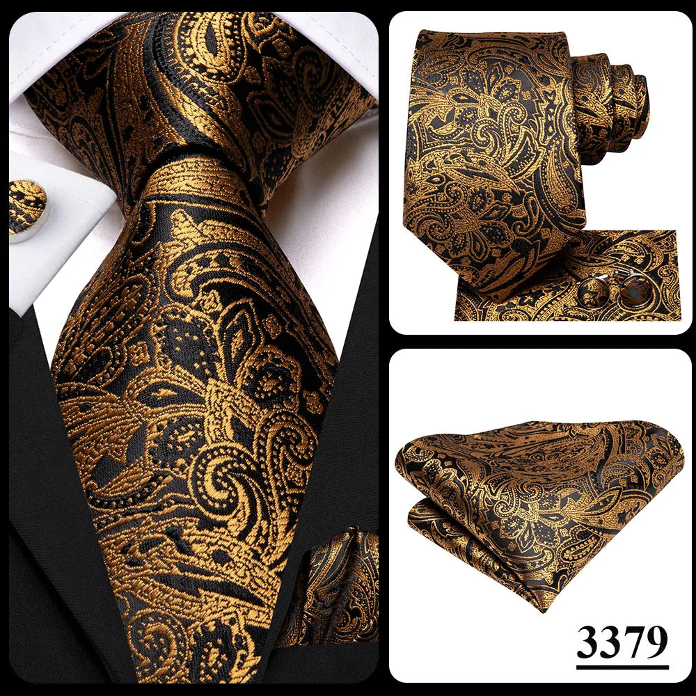 Blue paisley silk tie set for men includes necktie, cufflinks, and pocket hanky from The Clothing Company Sydney.