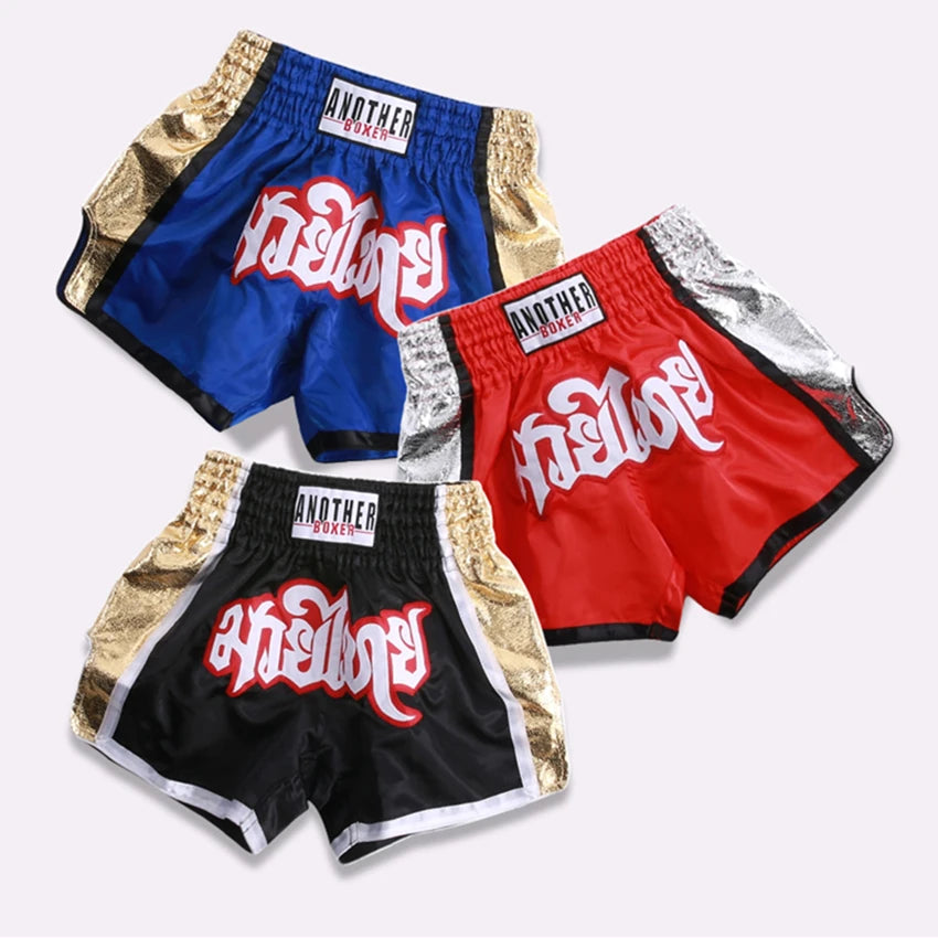 Unisex Muay Thai shorts from The Clothing Company Sydney, lightweight kickboxing and MMA training gear, black with colorful accents.