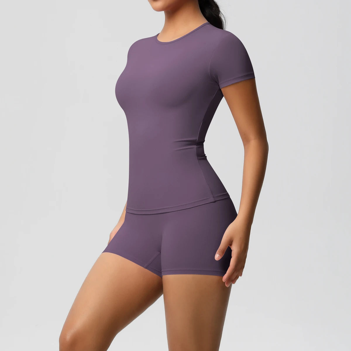 2 Piece Quick-Drying Gym Leggings Set Summer Short Sleeve Breathable Stretchy Yoga Slim Fitness Active Top Women's Cycling Bike Shorts The Clothing Company Sydney