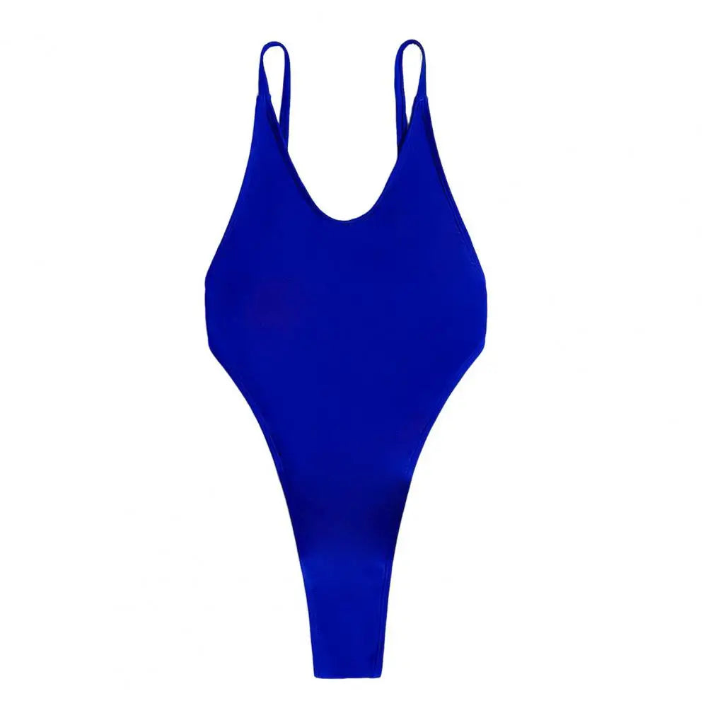 Backless micro thong one-piece swimsuit for women by The Clothing Company Sydney, featuring a sleek, revealing design with minimal coverage.