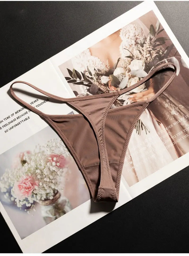 Seamless low waist G-string leopard print lingerie thong for women with T-back design by The Clothing Company Sydney.