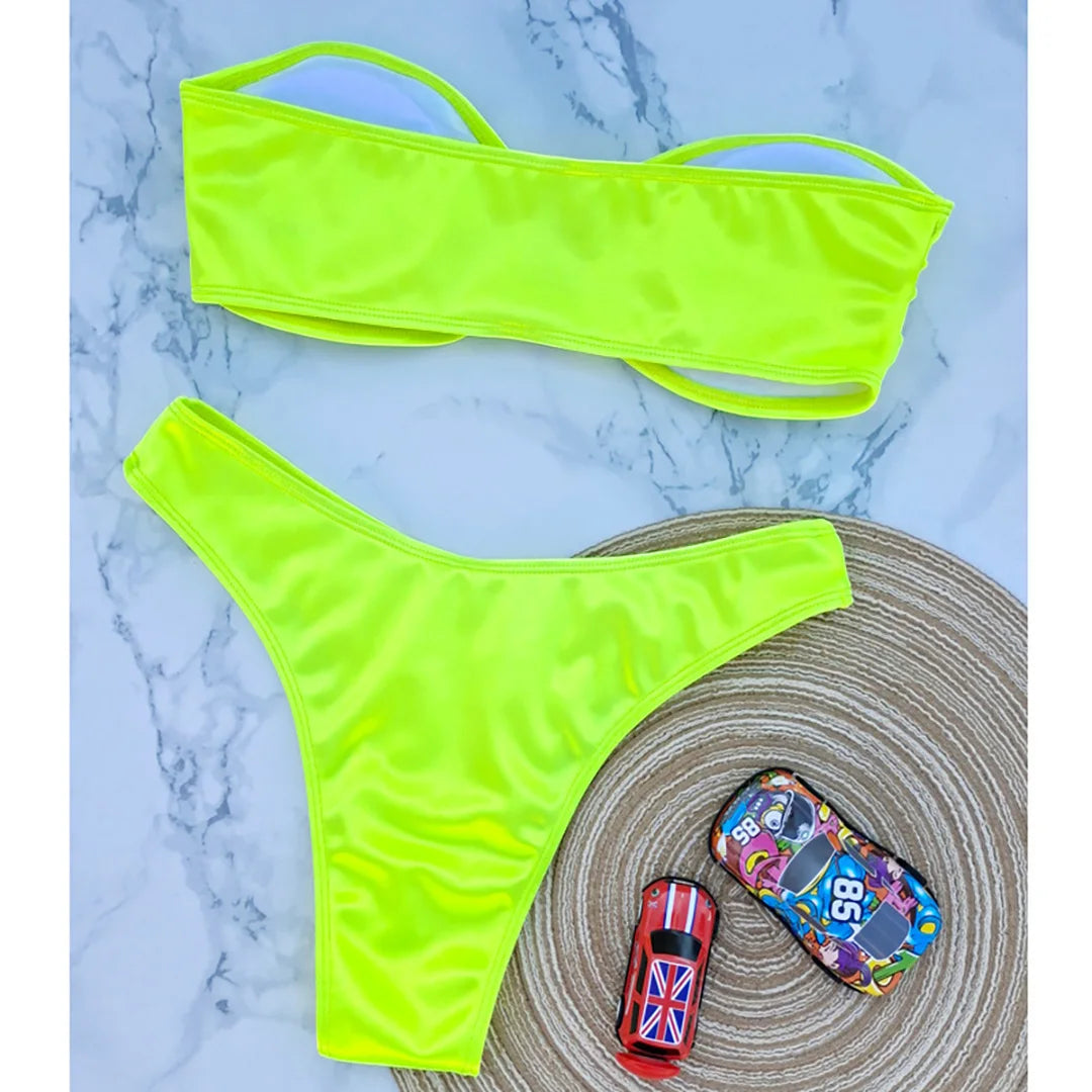 2 Piece Bandeau Strapless Bikini Swimsuit Swimwear Two-piece Bikini set Padded Bather Bathing Suit The Clothing Company Sydney