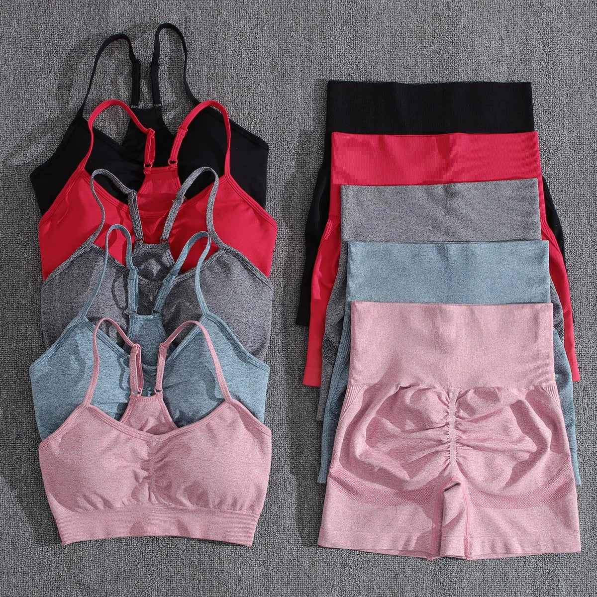 Womens Two Piece Set Peach Shorts Trackuists Gym Yoga Running Halter Fitness Shorts Push Up Bra Top Set The Clothing Company Sydney