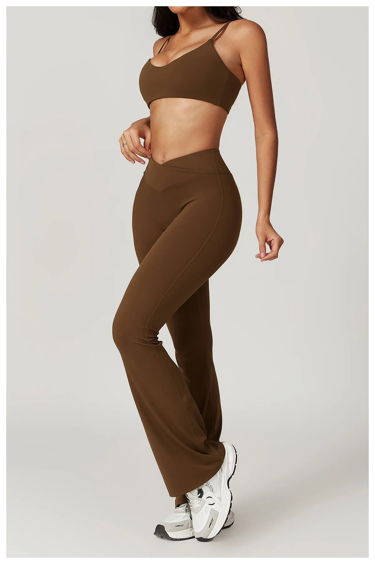 Two-piece women's fitness sportswear set from The Clothing Company Sydney, includes short sleeve crop top and gym leggings.