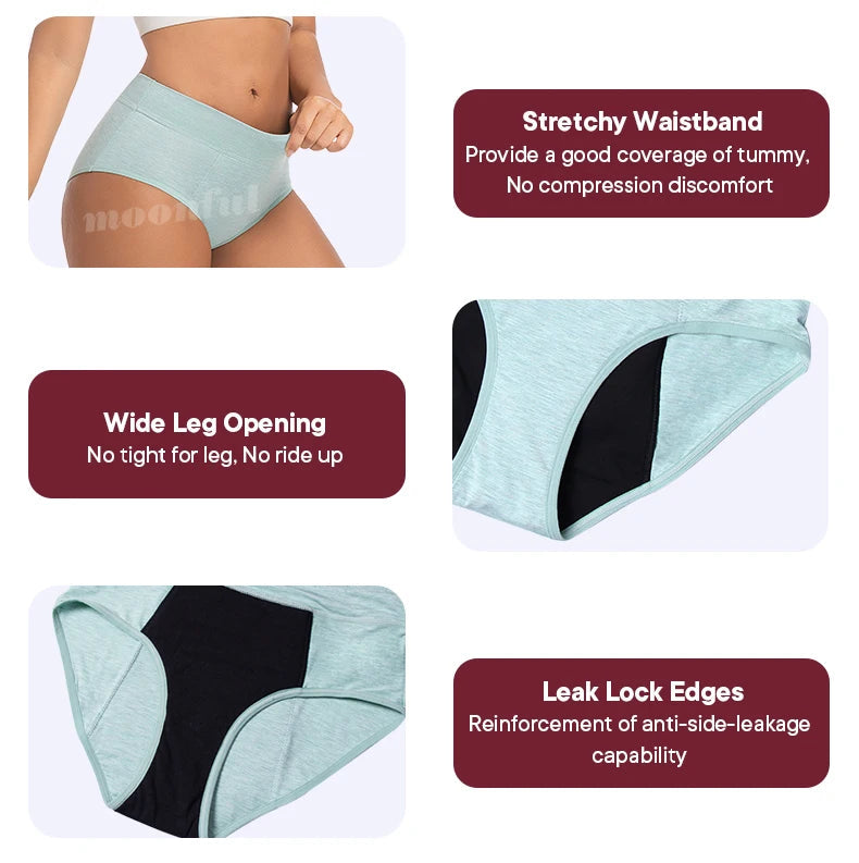 Women's Absorbent Menstrual Panties High Waist Bamboo Fiber Leakproof Menstruation Period Underwear The Clothing Company Sydney