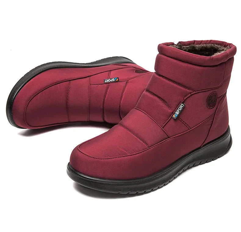 Women’s ankle low heel snow boots by The Clothing Company Sydney, winter flat footwear with a cozy, stylish design.