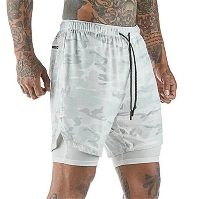 Men’s 2-in-1 running shorts by The Clothing Company Sydney with double-layer design for gym training and beach sports.