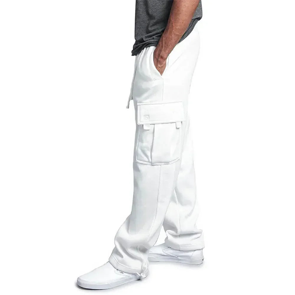 Men's cargo jogger pants with fleece lining, loose fit, multi pockets, streetwear style, from The Clothing Company Sydney.