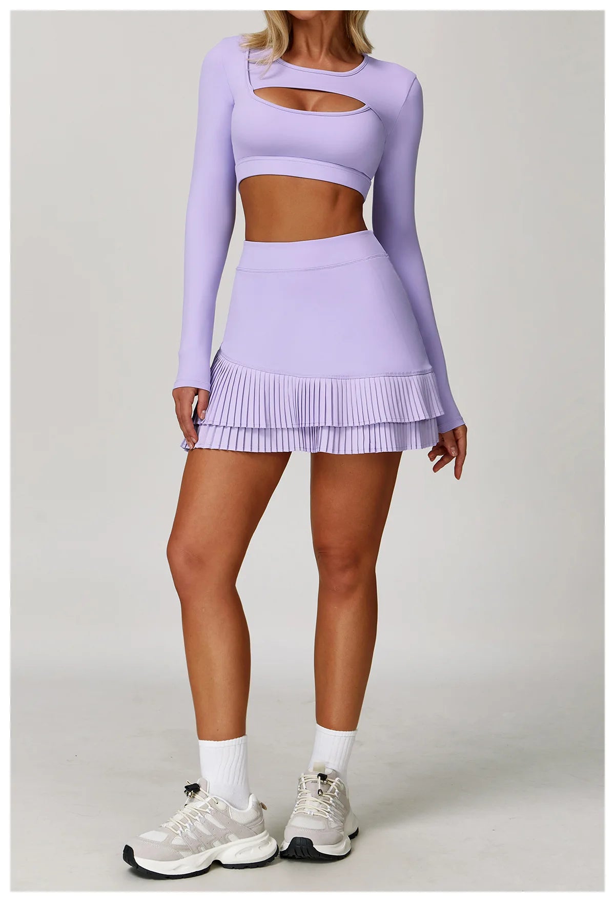 Two-piece women's fitness set with sports bra and leggings from The Clothing Company Sydney, designed for yoga, gym, and running workouts.