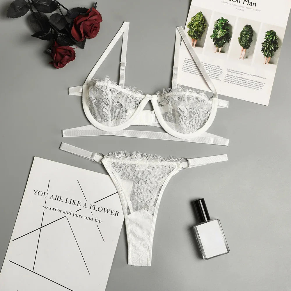 2 Piece Lingerie Woman Lace Transparent Underwear Fairy Embroidery Brief Push Up Bras Set The Clothing Company Sydney