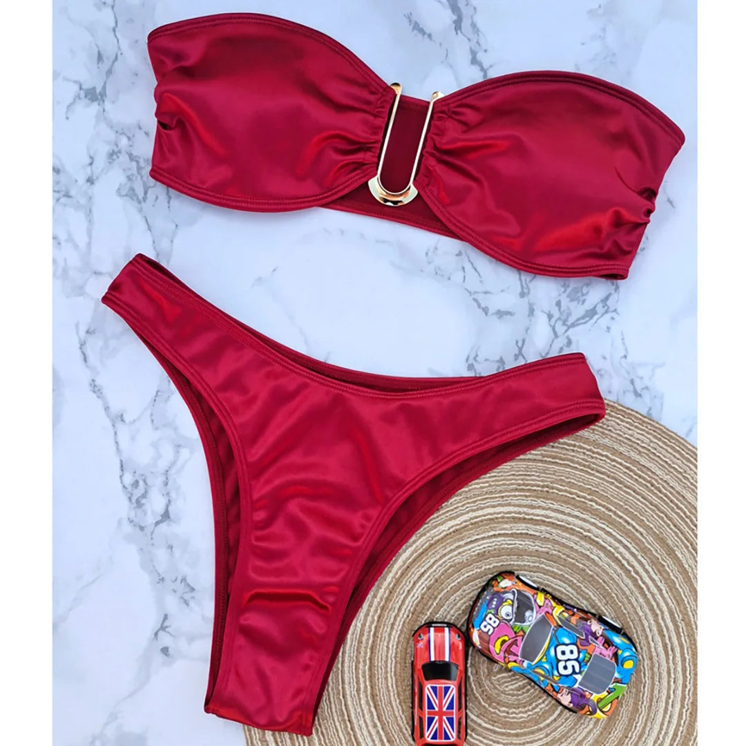 2 Piece Bandeau Strapless Bikini Swimsuit Swimwear Two-piece Bikini set Padded Bather Bathing Suit The Clothing Company Sydney