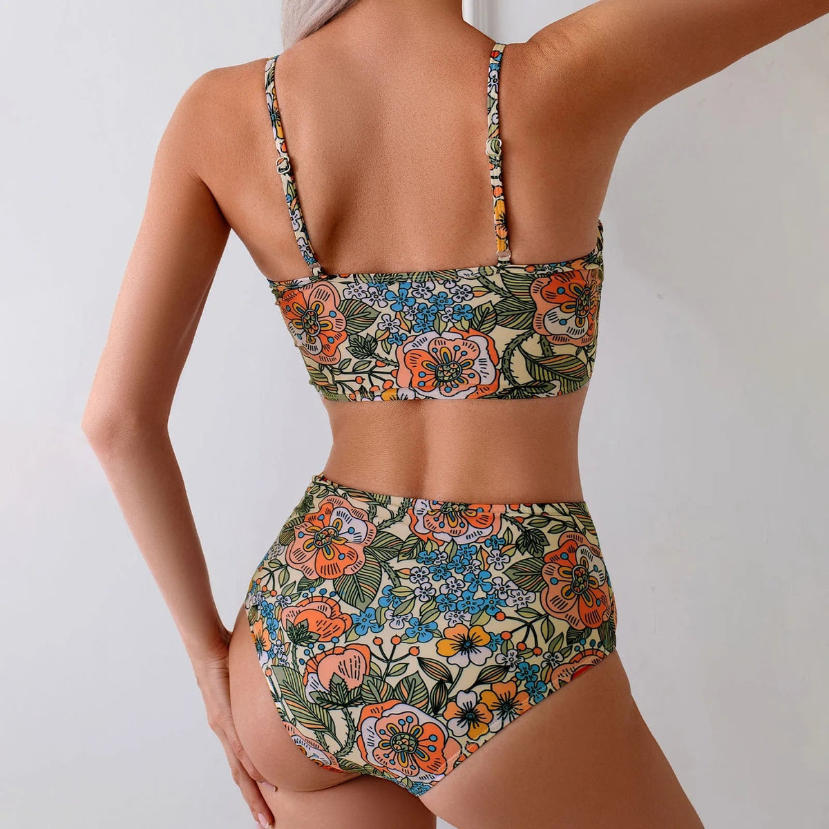 2 Piece High Waist Bikini Bathing Suit Ruched Bikini Swimsuits Print Athletic Swimwear Beachwear The Clothing Company Sydney