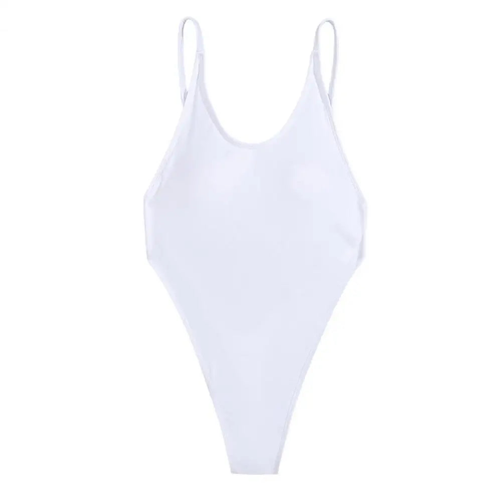 Backless micro thong one-piece swimsuit for women by The Clothing Company Sydney, showcasing a sleek, minimal swimwear design.