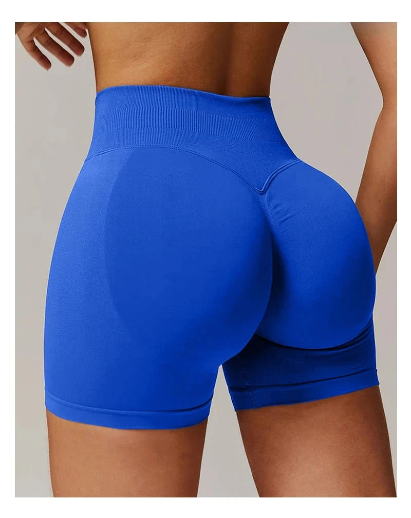 Women’s solid seamless half pants by The Clothing Company Sydney, soft fitness shorts for yoga, gym, running, and cycling.